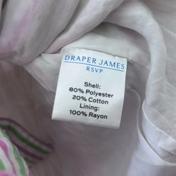 NWOT Draper James RSVP XS Pink Green Striped Seersucker Puff Sleeve Wrap Dress - Picture 12 of 14